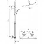 Ideal Standard Ceratherm T50 termostatinė dušo sistema su Idealrain Evo rankine dušo galva